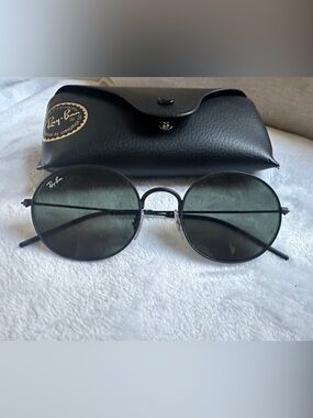 Ray-Ban Black Frame Sunglasses with Green Lenses